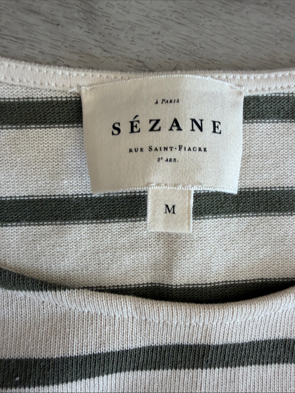 Sézane Cream and Olive Green Striped Knit Top - Picture 2 of 6